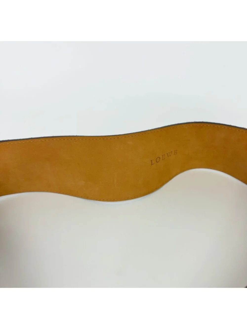 Loewe Suede Wide Hook Buckle Belt Brown Silver Vintage